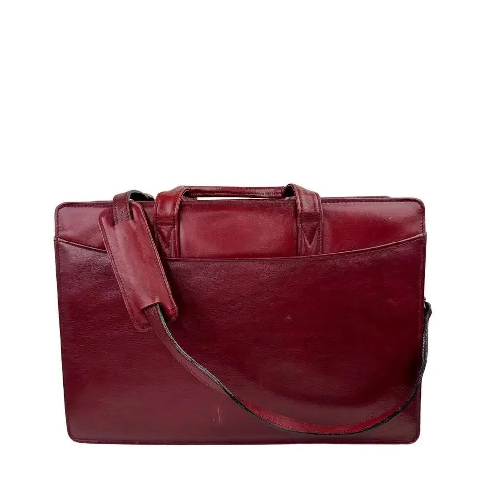 Vintage Scully Unisex Burgundy Red Leather Laptop Work Bag Briefcase Strap VTG